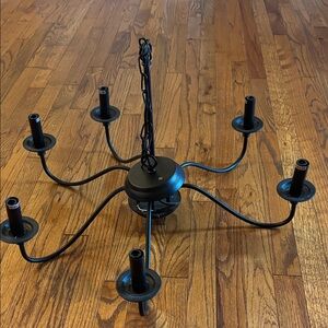 Sleek Black Metal Candle Chandelier